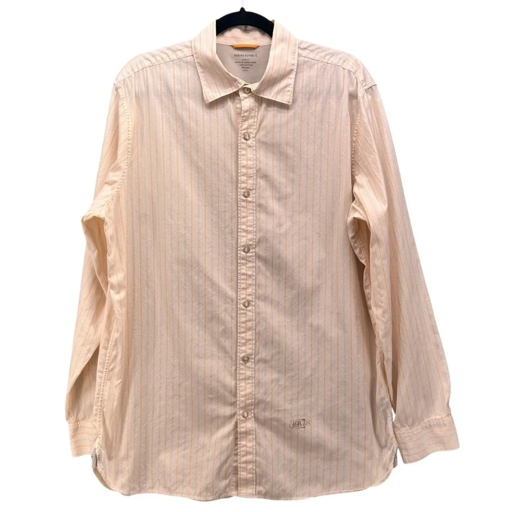 Banana Republic Mens y2k‎ Button Up Shirt Large Dove Preppy Pearl Snap Western